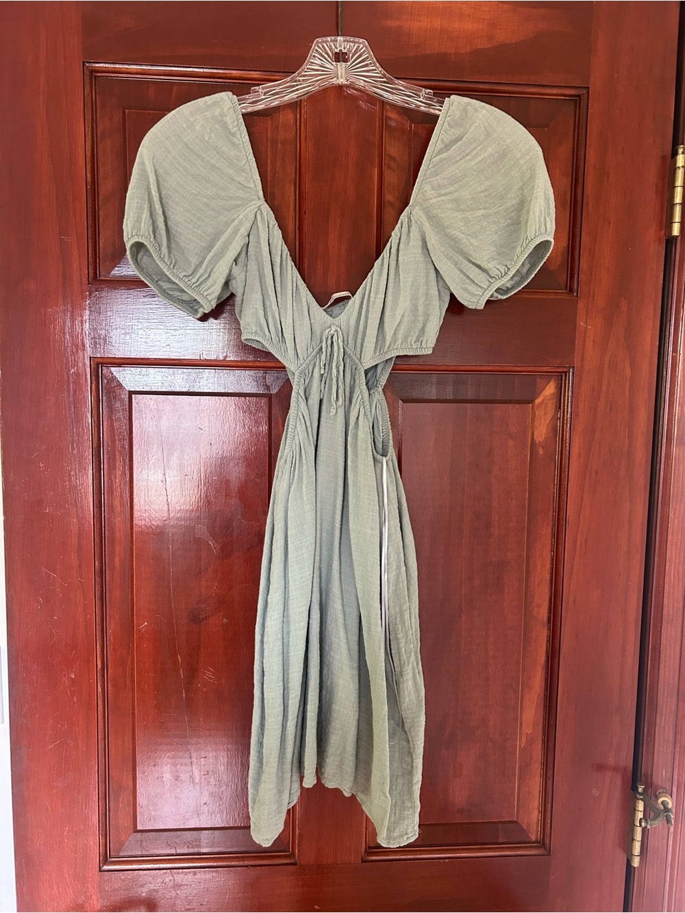 Pull&Bear Sage Green Puff Sleeve Mini Dress